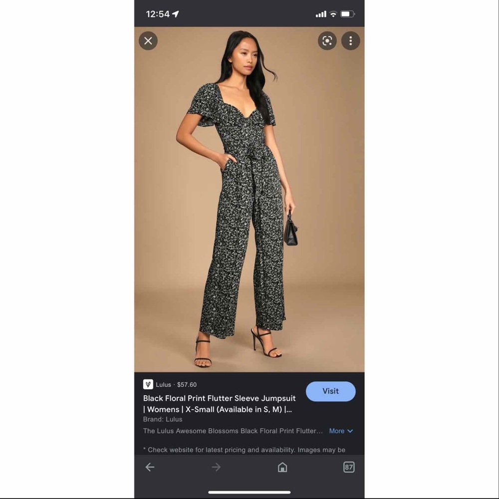Awesome Blossoms Black Floral Print Flutter Sleeve Jumpsuit - size L
